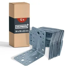 Helpmate – 12 Stück Winkelverbinder mit Sicke 90x90x65 mm – galvanisch verzinkt & blau passiviert – Holzverbinder mit Korrosionsschutz, stabil & langlebig – einfache Montage