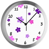 CreaDesign Funkwanduhr Funkuhr, Kinder Wanduhr, Kinderuhr, Kinderzimmer Blume lila rosa (geräuscharmes Uhrwerk) lila