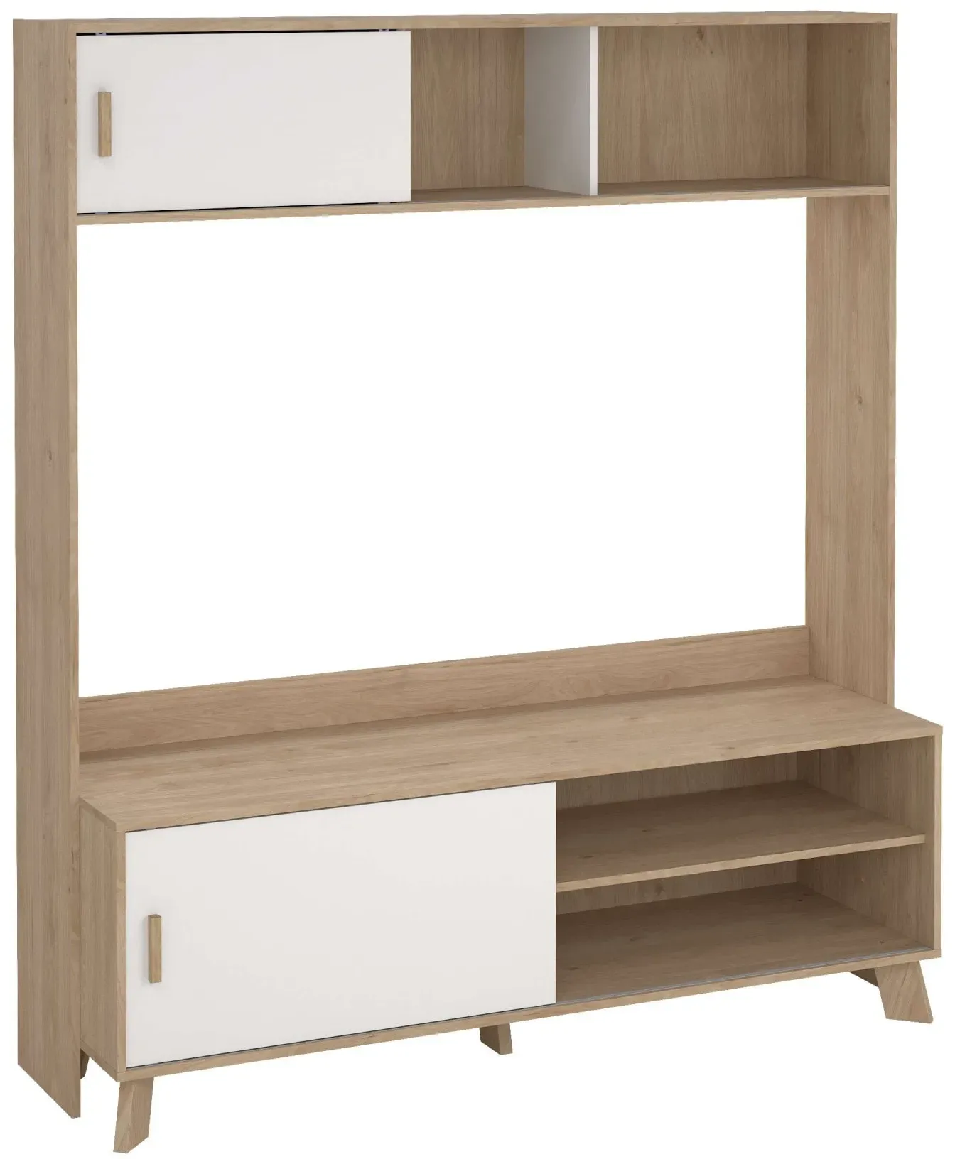 TV-Schrank ANDAS "Ikast TV-Möbel, TV-Wand, Wohnwand, TV-Regal, TV-Element" Schränke Gr. B/H/T: 158,7cm x 180,9cm x 48,4cm, 2 St., weiß (jackson hickory, weiß) 2 Schiebetüren, Breite 159 cm, Höhe 181 cm