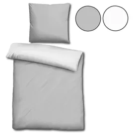 cloudcomfort Basic Wendebettwäsche hellgrau/weiß 155 x 220 cm + 80 x 80 cm