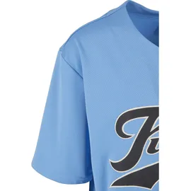 FUBU T-Shirt "Fubu Herren FM241-007-3 Fubu Varsity Baseball Jersey", Herren, Gr. L, light blau, schwarz, creme, 100% Polyester, normal, V-Ausschnitt, Shirts T-Shirt