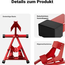 Wiltec Motorradständer vorne 17-21" 60-160 mm Reifen, 670 x 480 mm, als Montagehilfe aus Stahl mit Gummifüßen für Vorderrad,