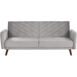 Schlafsofa SENJA Samtstoff Hellgrau 3-Sitzer