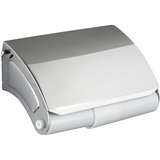 WENKO Toilettenpapierrollenhalter Basic Edelstahl rostfrei, 14 x 7.5 x 8.5 cm, Glänzend