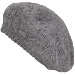 Baskenmütze CHILLOUTS, Damen, grau, Feinstrick, Materialmix, unifarben, Zopfmuster, modisch,klassisch,feminin, Mützen, mit Zopfmuster-Design