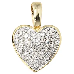 Herz-Anhänger JOBO "Anhänger Herz", gelb (gelbgold 585), Schmuckanhänger, Damen, Gelbgold 585-Diamanten, Gelbgold 585, Diamanten, 585 Gold mit 42 Diamanten