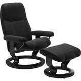 Stressless Stressless® Relaxsessel »Consul«, (Set, Relaxsessel mit Hocker), mit Hocker, mit Classic Base, Größe M, Gestell Schwarz, schwarz