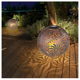 ETC Shop 2er Set LED Solar Steck Leuchte Kugel Strahler antik gold Garten Deko Außen Lampe Erdspieß
