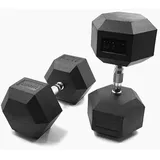 SUPRFIT - Hexagon Kurzhanteln paarweise mit gummiertem Eisenkern - Fitness Gewichte Hanteln 2 x 37,5 kg mit rutschfestem Chromgriff - Premium Kurzhantel Set für Calisthenics, Krafttraining & Crossfit