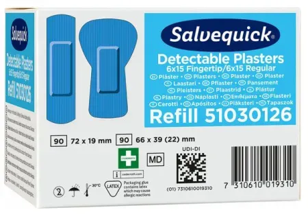 Salvequick Nachfüllung Blaue Fingerkuppenpflaster 6x15 Stück