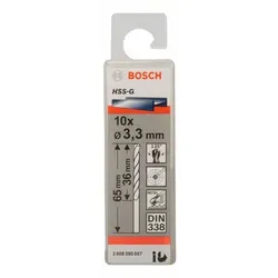 Metallbohrer HSS-G, DIN 338, 3,3 x 36 x 65 mm, 10er-Pack