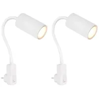 Bmf-versand Wandleuchten 2er Set Wandlampe Steckdosenlampe weiß Schalter