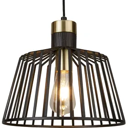 Retro Decken Hänge Leuchte Wohn Zimmer Käfig Design Pendel Lampe schwarz gold