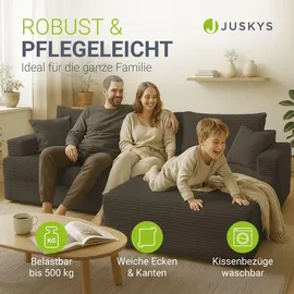 Juskys Eckcouch Cord 3-Sitzer Dunkelgrau