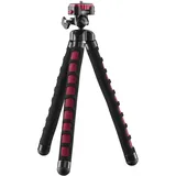 Walimex Mantona kaleido Flex leichtes Flex Stativ (mit hochwertigem 360° Kugelkopf, geeignet für Digital und Videokameras, Smartphones und Action Cams) sundown red, 21402