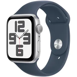 Apple Watch SE 2023 GPS 44 mm Aluminiumgehäuse silber, Sportarmband sturmblau M/L