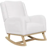 Lazyspace Schaukelstuhl Weiß Teddystoff, Relaxstuhl Sessel Stuhl Wohnzimmersessel Stillsessel Schaukelsessel mit Seitentaschen & Holzsockel für Wohnzimmer Schlafzimmer Balkon-Belastbarkeit bis 150 kg