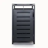 MEGA HOLZ Mülltonnenbox Müllbox Mülltonnenverkleidung mit Schloss - BASIC - Anthrazit - 240l - 1 Tür - Grau