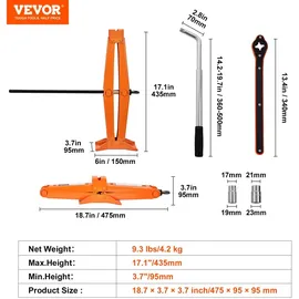 Vevor Wagenheber Stahl 95–435 mm orange/schwarz