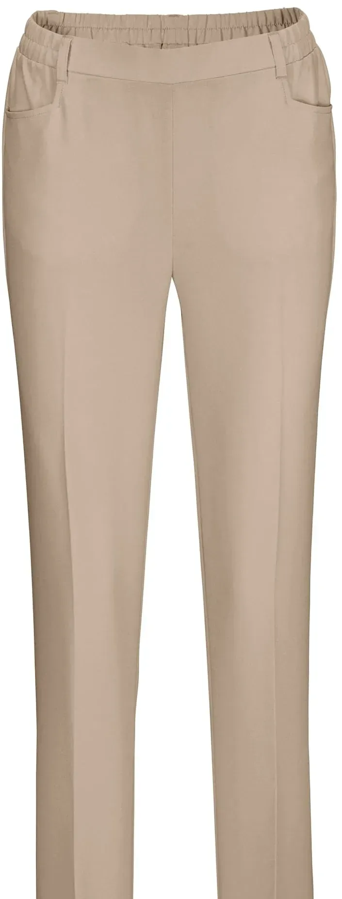 Bügelfaltenhose CLASSIC BASICS, Damen, Gr. 50, Normalgrößen, beige, 100% Polyester, unifarben, lang, Hosen