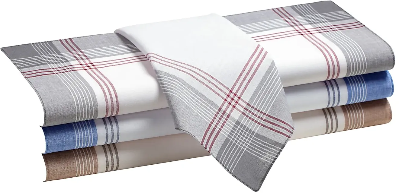 Taschentuch, Herren, Gr. 4-Stück-Packung, bunt (farbig, sortiert), Baumwolle, gemustert, Modetücher Taschentuch