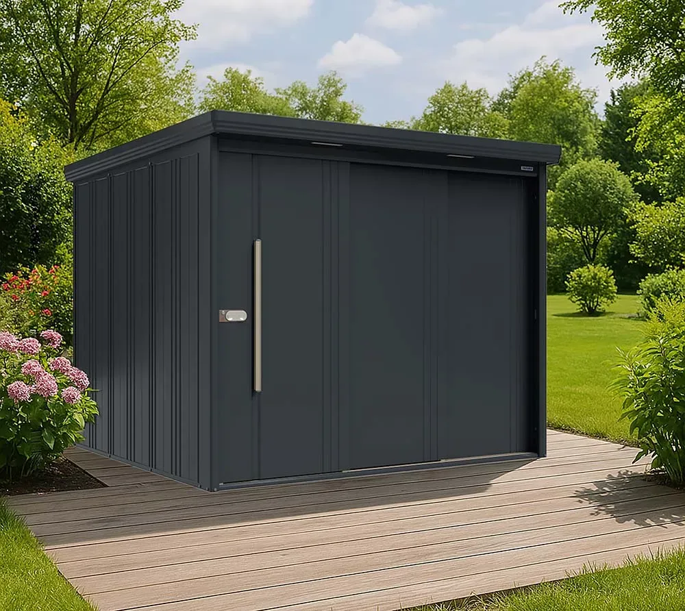 Takubo Casa L | Metall Gerätehaus mit Boden | Anthrazit - Anthrazit