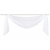 Ricemru Extra Lang Querbehang Freihanddeko Weiß Vorhangschal Transparentem Voile Querbehang Gardine Schals Hochzeit Bogen Dekoration Wohnzimmer Schlafzimmer,140x400cm