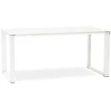 KADIMA DESIGN Schreibtisch Glas | 140 x 70 cm | Kompakt, Chromdetails, Platzsparend | Weiß | Homeoffice-Tisch