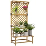 MC Star Hochbeet Pflanzenständer, Blumenregal, 2 Etagen, mit Spalier & Dach (Tannenholz, 75x50x166cm, Gelb) gelb