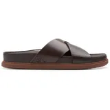 CLARKS Torford Cross Schiebe-Sandalen, Brown Leather, 44.5 EU