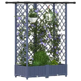 vidaXL Hochbeet mit Rankgitter und Dach 124 x 40 x 123 cm Grau