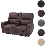 Mendler 2er Kinosessel HWC-K17, Relaxsessel Fernsehsessel Sofa, Nosagfederung Getränkehalter Fach - Stoff/Textil braun