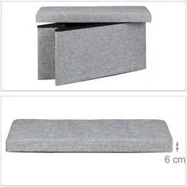 Relaxdays Sitzwürfel Leinen 38 x 38 x 76 cm Grau