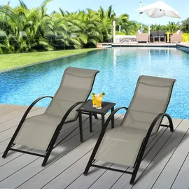 Outsunny Gartenliege 59 x 169 x 66 cm Grau/Schwarz