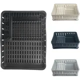 Kadax Rechteckiges Abtropfgestell mit Besteckhalter, Geschirrabtropfgestell mit Abtropfschale, Abtro - Kadax