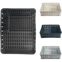 Kadax Rechteckiges Abtropfgestell mit Besteckhalter, Geschirrabtropfgestell mit Abtropfschale, Abtro - Kadax