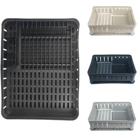 Kadax Rechteckiges Abtropfgestell mit Besteckhalter, Geschirrabtropfgestell mit Abtropfschale, Abtro - Kadax