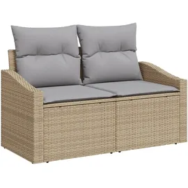 vidaXL 7-teiliges Garten-Dining-Set mit Kissen Hellgrau Poly Rattan