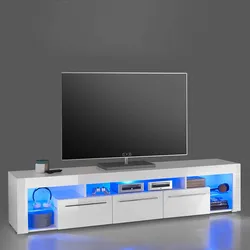 Hochglanz TV Sideboard in Weiß LED Beleuchtung