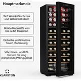 Klarstein Bovella 55 Duo+ Weinkühlschrank – 55 Flaschen 2 Zonen 5–18°C, Touch-Bedienung, LED-Beleuchtung, UV-Schutz, Freistehend, Weinklimaschrank