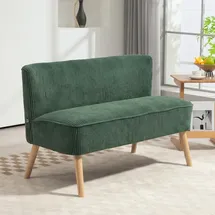 Homcom Sofa 2 Sitzer Couch, Kleine Loveseat mit Cord-Optik Modern Polstersofa für Wohnzimmer, Schlafzimmer, kleinen Raum, Grün 117 x 56,5 x 77 cm