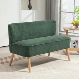 Homcom Sofa 2 Sitzer Couch, Kleine Loveseat mit Cord-Optik Modern Polstersofa für Wohnzimmer, Schlafzimmer, kleinen Raum, Grün 117 x 56,5 x 77 cm