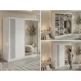 MKS Schiebetürenschrank DIANA 200 x 216 x 61 cm Weiß/Schwarz