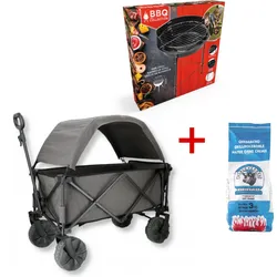 Bollerwagen mit Dach inkl. Barbecuegrill  & Holzkohle (3 kg)