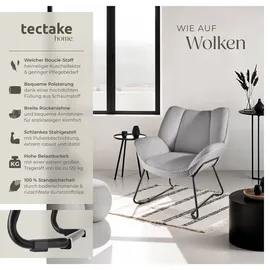 Tectake Sessel, gepolstert, mit Bouclé-Bezug, schlankes Stahlgestell mit Pulverbeschichtung, 73 x 72 x 81 cm, Esszimmer, Stühle, Esszimmerstühle, Vierfußstühle