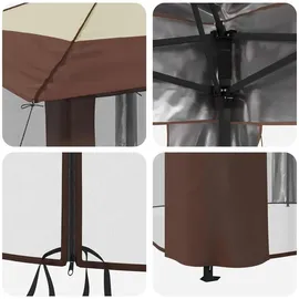 vidaXL Pavillon 4 x 4 m inkl. 4 Seitenteile Creme/Braun