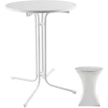 Tectake Stehtisch klappbar Ø80 cm Weiß