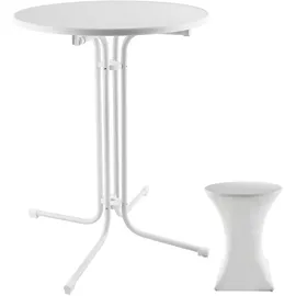 Tectake Stehtisch klappbar Ø80 cm Weiß