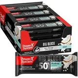 Power-System Proteinriegel Big Block, 16 Riegel, Kokos, je 100g, pro Riegel 50g Protein