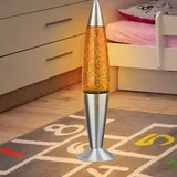 Lavalampe Glitzer Tischleuchte Glitzer Dekoleuchte Glitzer Kinderzimmer, Aluminium silber, 1x E14, DxH 10,8x42,5 cm